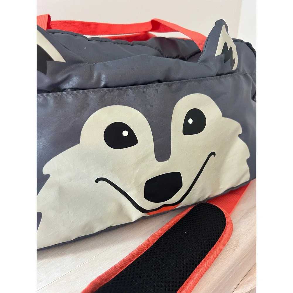 Firefly Outdoor Gear Youth Duffel Bag Grey Wolf Animal Character Orange Trim